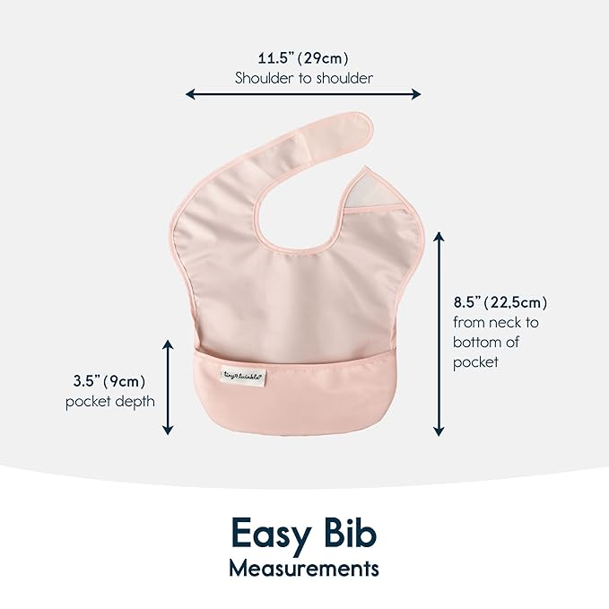 Tiny Twinkle Mess Proof Baby Bibs for Eating - Waterproof, Wipeable Bibs - Toddler Bibs - Travel Friendly - PFAS, PVC, BPA, Phthalate Free - Baby Food Bibs (3 Pack,Blush, Burgundy)