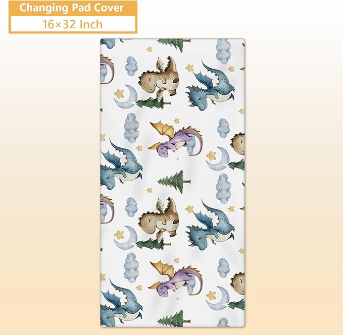 Custom Baby Crib Bedding Set, 5 Pcs Personalized Name Baby Crib Sets for Infant Toddler, Blue Dinosaur Nursery Bedding Set for Baby Boy, Double Layer Baby Bedding Sets Customized Gifts