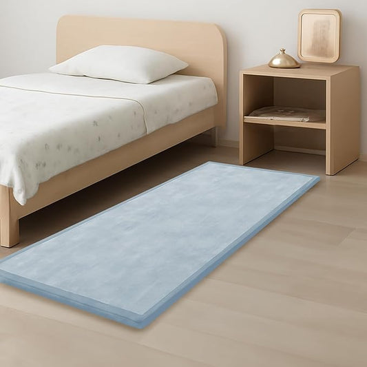Baby Play Mat for Kids Room,Extra Thick Elasti-Foam Anti-Fall Cushion Mat for Babies,Toddlers,Infants,Water-Repellent&Non-Slip Bedroom Bedside Rugs(Ice Blue)