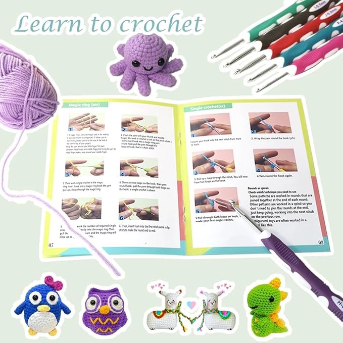 Yarniss Crochet Kits with Case, Beginner Crochet Set Includes 1050 Yards Crochet Yarn & 12 Size Ergonomic Crochet Hooks