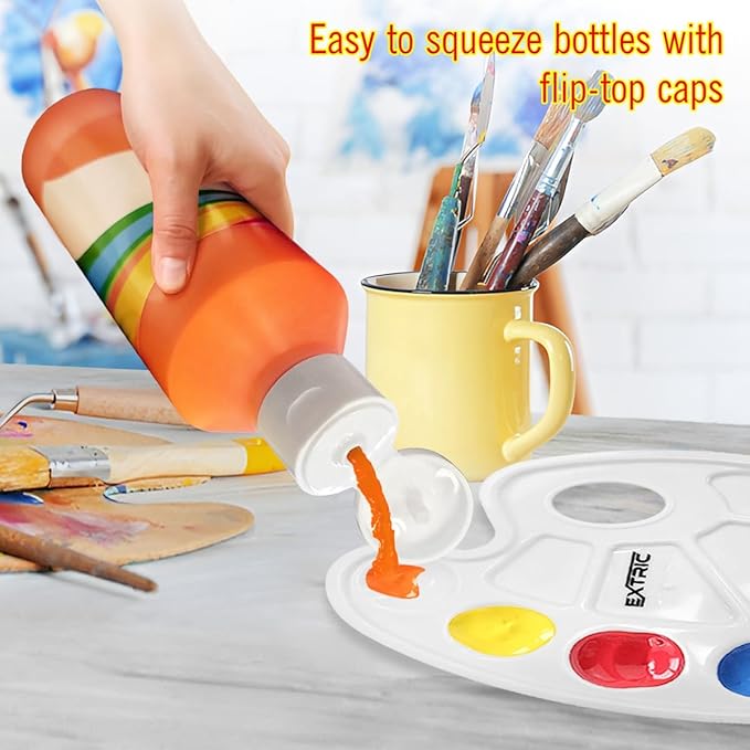 Washable Paint Set for Kids 6 Colors, Non Toxic Kids Painting Set, Tempera Bulk Paint 8 oz, Classroom Paints for Toddlers Art, craft, Home Finger Paints projects