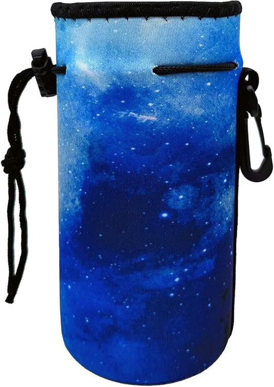 Water Bottle Bag Carrier, Neoprene Sleeve Portable Insulator Cover With Drawstring for 18-20 Oz Bottles (Blue)