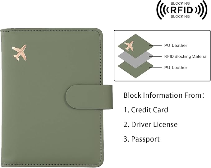 Melsbrinna Rfid Passport Holder for Travel women/Men, Cute Passport Wallet Rfid Blocking Card Slots, Rfid Passport Cover/CaseTravel Wallet, Passport Book Holder (1, Green)