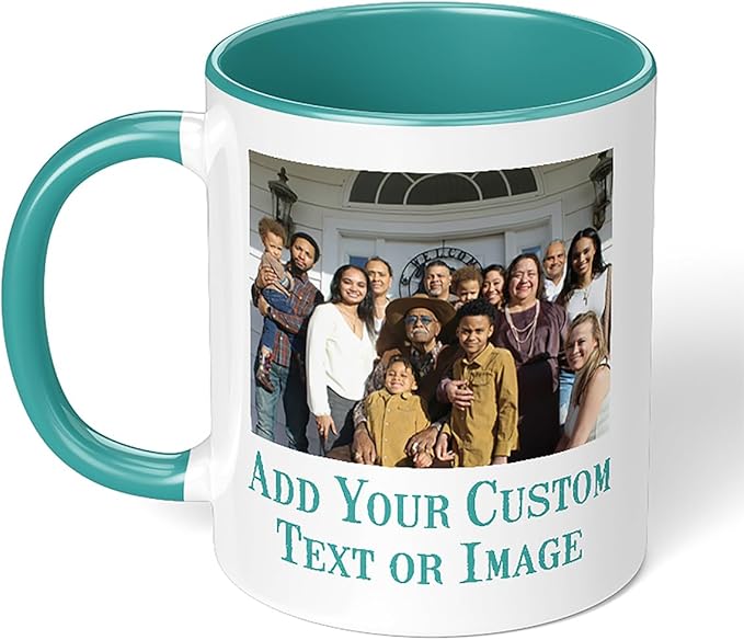 Personalized Mother's Day Coffee Mug, Custom Mum Photo Text 11 Oz Ceramic Mug, Customized Mom Gift Idea Picture Name Cup, Taza Cafe Personalizadas Fotos, Cute Gifts Mom Women Dad Men, Teal