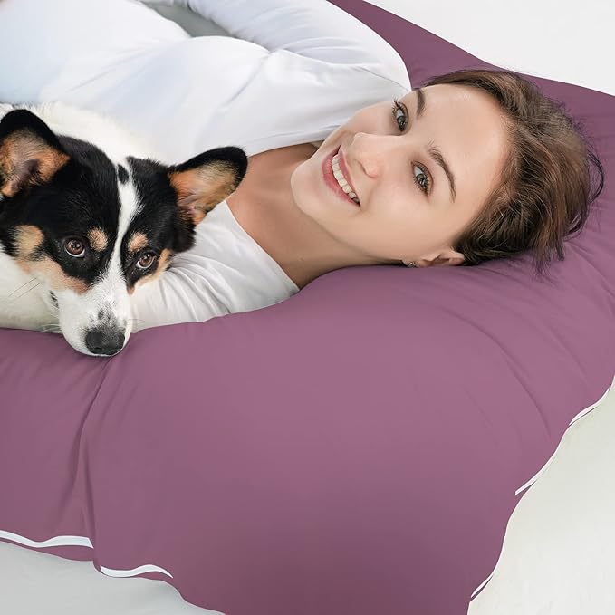 Meiz Pregnancy Pillow,Cooling Silky Pregnancy Pillows for Sleeping,Full Body Maternity Pillow for Pregnant Woman with Cooling Silky Jersey Cover,Dark Purple