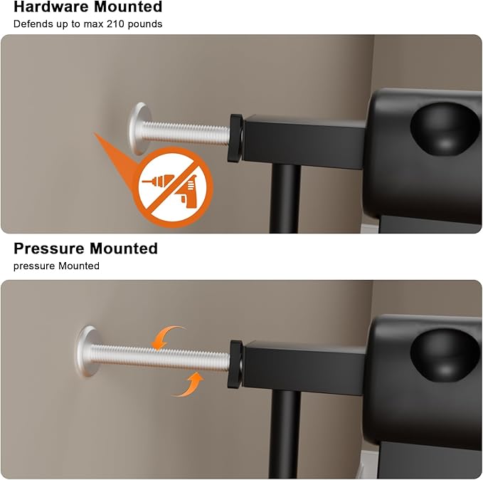 HOOEN Narrow Baby Gate for Stairs - 29 to 34 Inch Wide with Door, Metal Tension Pressure Mounted Child Safety Gate