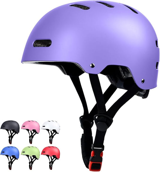 Skateboard Bike Helmet for Adults Women Men Youth Kids (2-3-5-8-14+ Years Boys Girls) - Lightweight Multi-Sport Adjustable Helmets for Bicycle Skateboard Scooter Skate Cycling