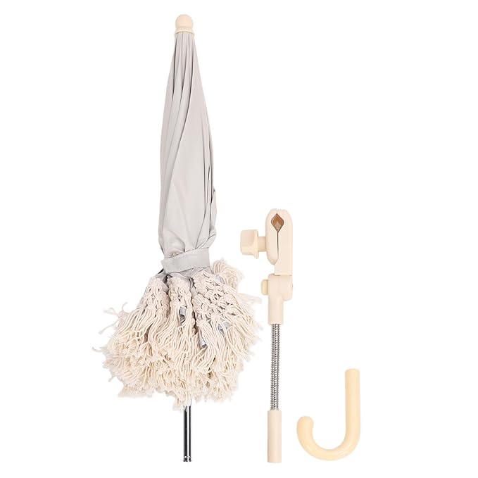 Baby Outdoor Parasols, Baby Stroller Parasol Umbrella with Adjustable Clamp, Toddler Umbrella for Trolley Wheelchair Beach Chair, Outdoor Activities (Beige)