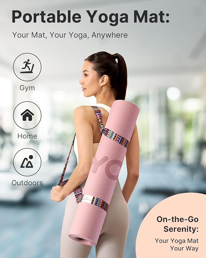 YOTTOY Yoga Mat, 72"x 32"x1/3" Extra Wide Non-Slip Exercise Fitness Yoga Mats,Eco-Friendly TPE Exercise Mats for Women Men Home Workout with Strap Bag