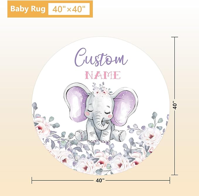 Personalized Baby Crib Bedding Set, 5 Pcs Custom Name Nursery Bedding Set, Purple Elephants Baby Bedding Set for Girls Boys, Double Layer Baby Crib Sets, Customized Gifts for Toddlers Infants