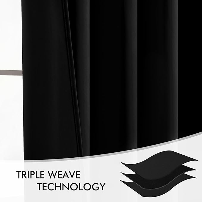 MIULEE Black Back Tab Blackout Curtains 100 Inch Length 2 Panels Set for Living Room Bedroom Privacy, Halloween Rod Pocket/Pinch Pleat Thermal Insulated Room Darkening Pleated Light Blocking Drapes