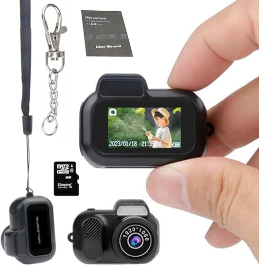 Keychain Camera, World's Smallest 1080P HD Mini Camera, Retro Portable Mini, 100 Mins Battery Life, for Students, Kids (32G)