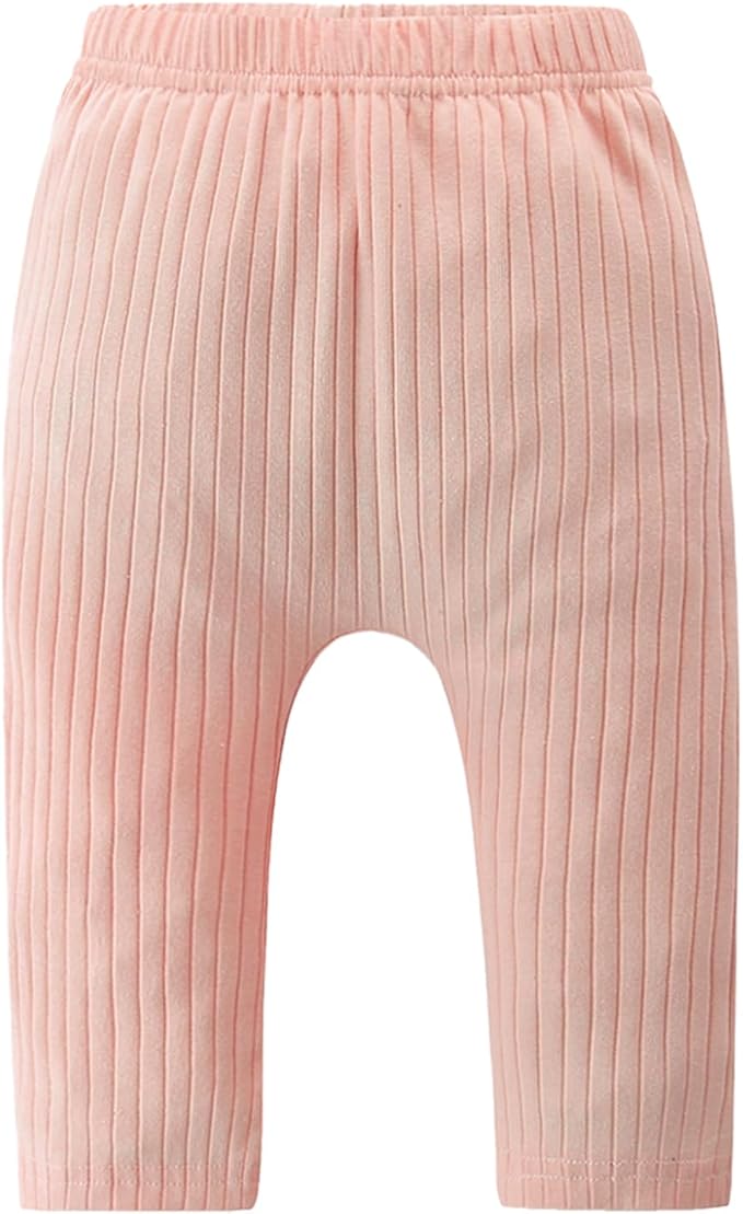 Baby and Toddler Girl's 5 Pack Cotton Ribbed Pull On Pants Leggings 0-4 Years