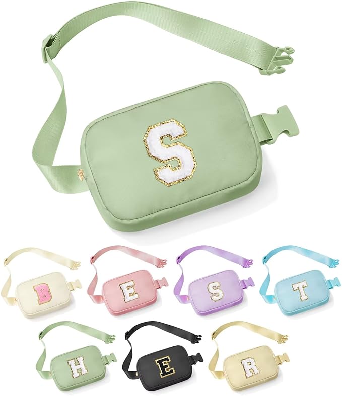 YOOLIFE Birthday Gifts for Women - 30th 40th 50th 60th 70th Birthday Gifts for Mom Daughter Her Friend Sister Girlfriend, Personalized Gifts Christmas Gifts, Initial Belt Bag Crossbody Bags, Green S
