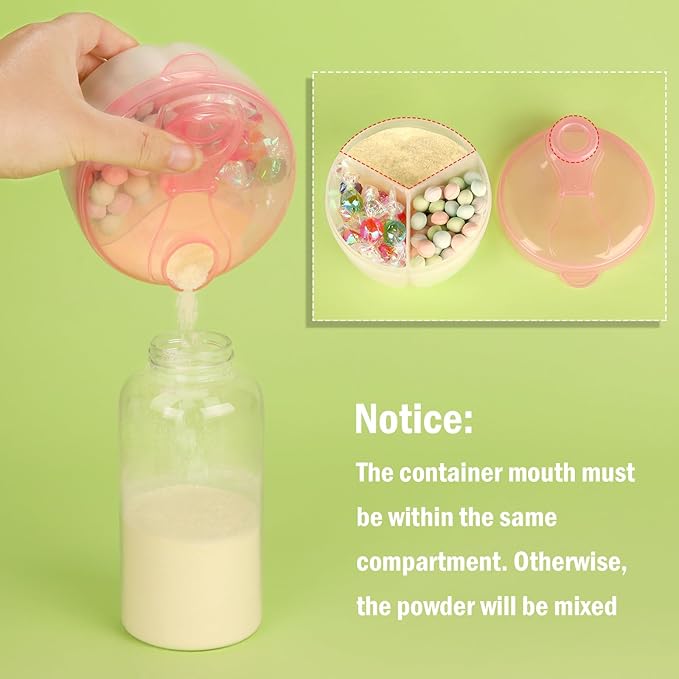 Accmor Baby Formula Dispenser On The Go, Formula Container to Go, Non-Spill Rotating Three-Compartment Formula Dispenser and Snack Storage Container for Infant Toddler Traveling