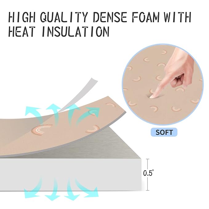 Yay Mats Stylish Extra Large Baby Play Mat. Soft, Thick, Non-Toxic Foam Covers 6 ft x 4 ft. Expandable Tiles with Edges Infants and Kids Playmat Tummy Time Mat (Emery Rainbow)