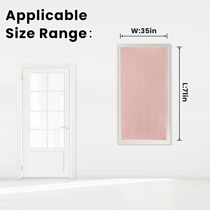 Self Adhesive Blackout Curtains- Stick on Curtains Shades Window Blinds Curtains No Rod Needed Easy to Hang Curtain, Use for Bedroom, Living Room,Roman Shades, 35" W X 71" L, Pink, 1 Panel