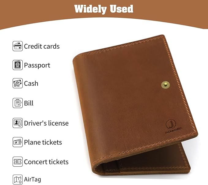 Jack&Chris Genuine Leather Passport Holder For Travel, RFID Blocking Handmade Passport Holder with Card Case Organized & Safe, Quality Travel Essentials for Women and Men for Gifting, Brown