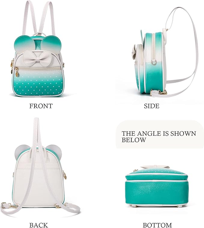 KL928 Girls Bowknot Polka Dot Cute Mini Backpack Small Daypacks Convertible Shoulder Bag Purse for Women