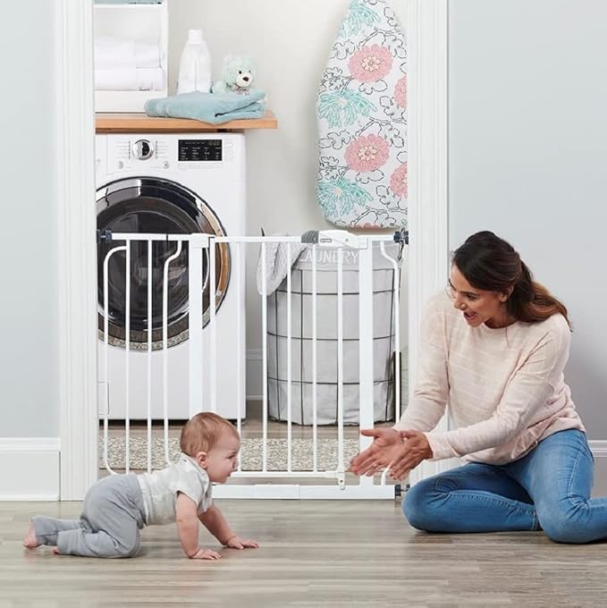Regalo 38.5-Inch Extra Wide Baby Gate – Pressure Mount Baby and Pet Safety Gate for Bottom of Stairs & Doorways – Tested and Trusted, American Designed, American Owned