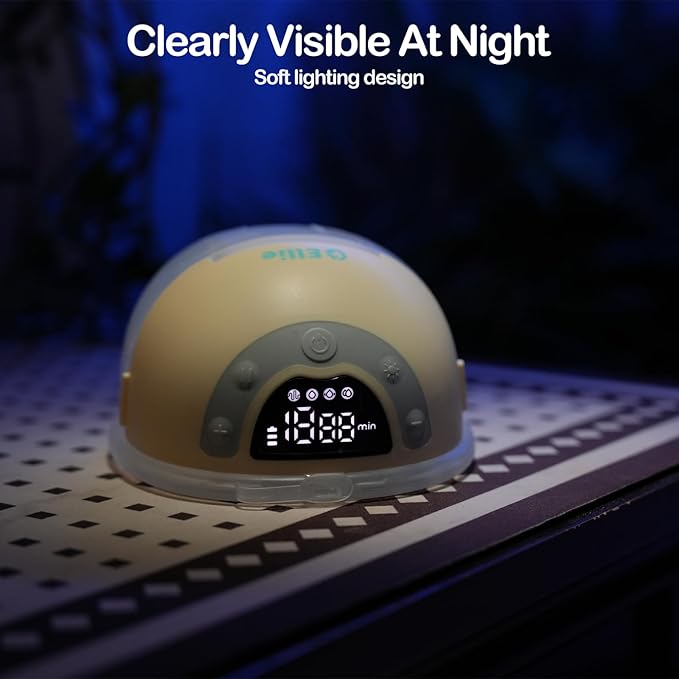 Ellie Wearable Hands Free Breast Pump, Portable Breastfeeding Pump w/Soft Double-Sealed Flange, Anti-Backflow & Leakproof Design, Ultra-Slim and Quiet, 4 Modes 9 Levels, Smart Nightlight, 2 Pack