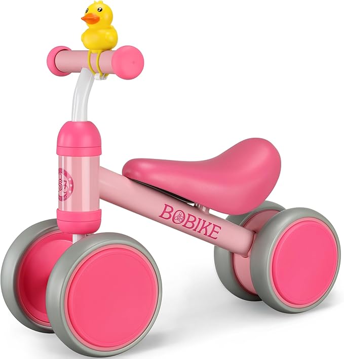 Baby Balance Bike Toys for 12-36 Months Kids Toy Boy and Girls Gifts Toddler Best First Birthday Gift Children Walker No Pedal Infant 4 Wheels Bicycle (Classic, Rose Red)