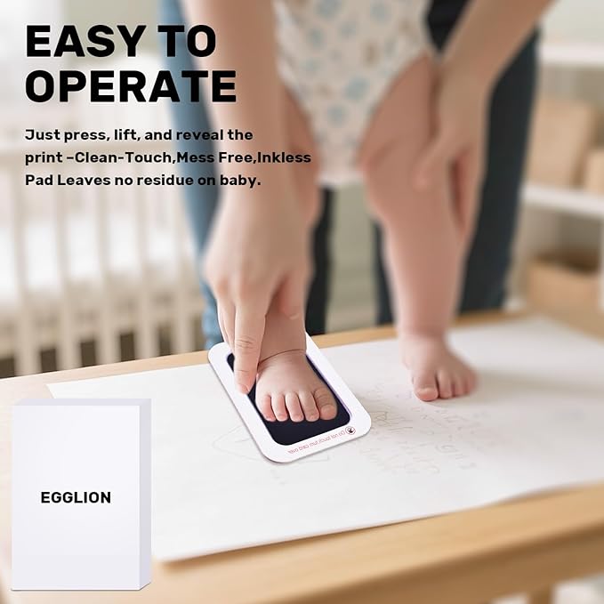 2-Pack Inkless Baby Hand and Footprint Kit with Mess-Free Ink Pad – Baby Safe Ink Pad for Hand, Foot & Paw Prints – Newborn Footprint & Paw Print Kit for Dogs and Cats – 8 Cards(Jet Black, L)