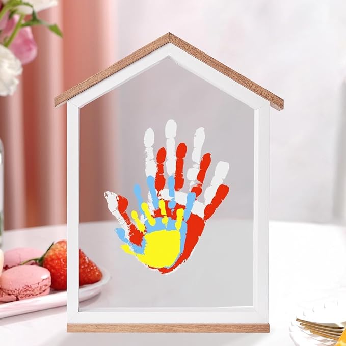 Exclusive House Shaped Family Handprint Kit; Unique DIY Keepsake, Complete Set, Meaningful Gift for Home Decor, Family Craft & Memory Making (House Shape)