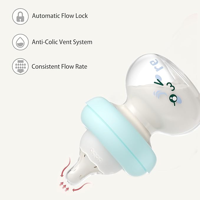 YOHKOH Newborn Glass Baby Bottles with Slow Flow Nipple for 0+ Months, Wide Neck Feeding Bottle, 2.7oz/80ml (Multicolour, 2.7oz (Pack of 2))