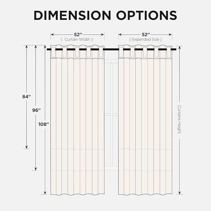 Joydeco Blackout Curtains 108 Inches Long, Thermal Insulated Black Out Curtains 2 Panels Set, Room Darkening Drapes for Living Room Window Rod Pocket Back Tab (W52 x L108 Inch, Beige)