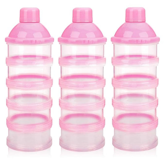 Accmor Formula Dispenser On The Go, 5 Compartments Stackable Formula Container for Travel, Baby Milk Powder Kids Snack Container, BPA Free