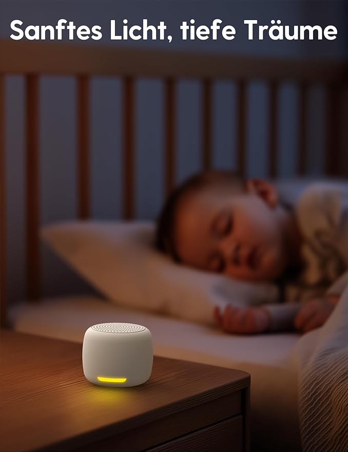Babelio White Noise Sound Machine, Night Light, Mini and Portable, 15 Non-looping Sounds, Timer, Memory Function, for Adults Baby, Travel, White