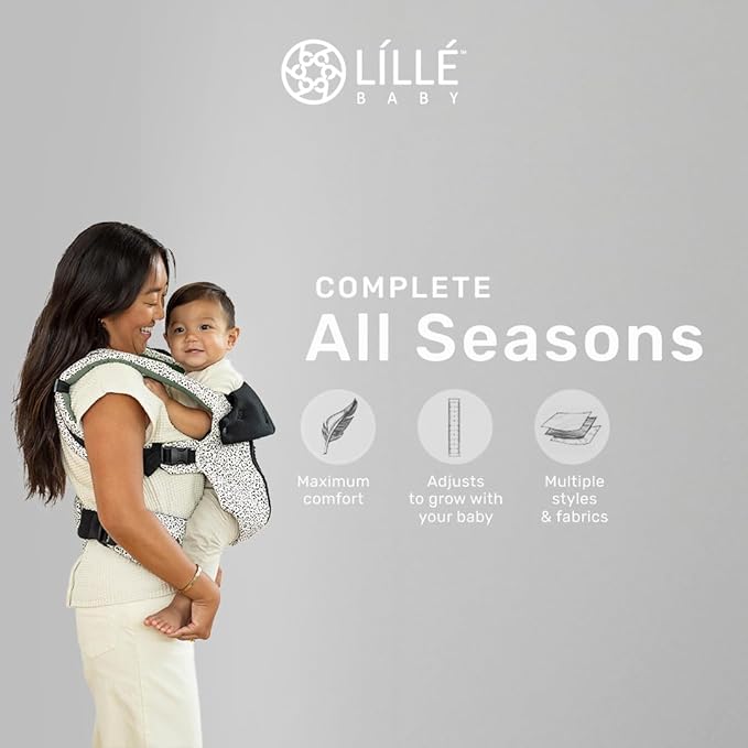 LÍLLÉbaby Complete All Seasons Ergonomic 6-in-1 Baby Carrier Newborn to Toddler - with Lumbar Support - for Children 7-45 Pounds - 360 Degree Baby Wearing - Inward & Outward Facing - Salt and Pepper