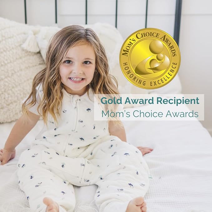 Tealbee Dreamsuit: Toddler Sleep Sack with Feet 3T 4T - 1.5 TOG Winter Baby Wearable Blanket for Walkers - Rayon made from Bamboo, Organic Cotton Sleep Bag - Mushroom