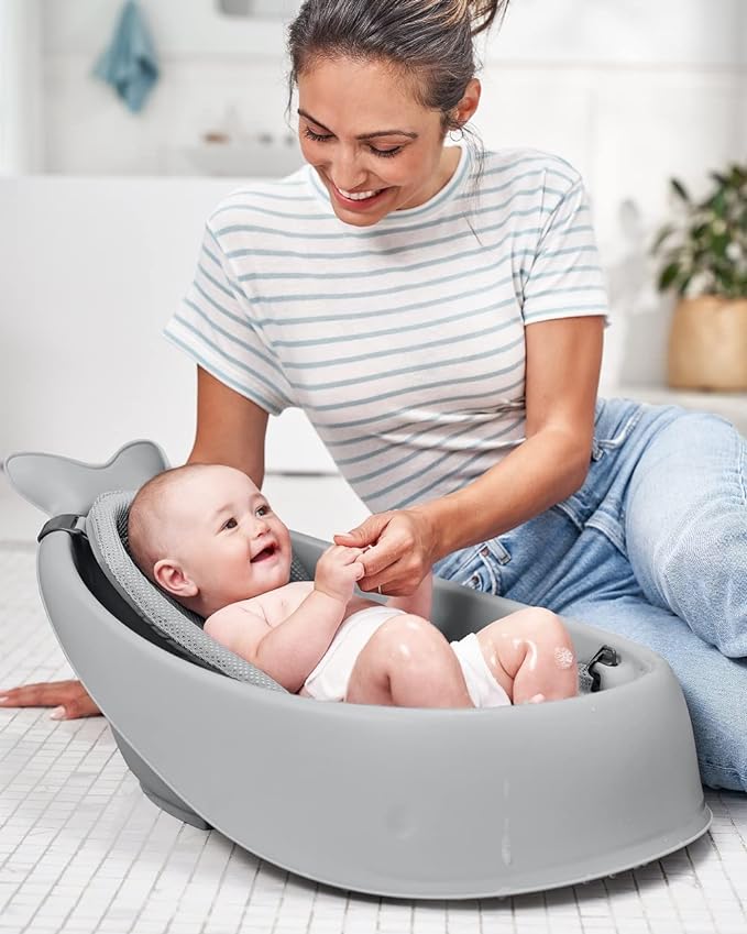 Skip Hop Infant Bath Tub 3-Stage Grow With Baby Smart Sling MOBY Bathtub Grey Age 0+
