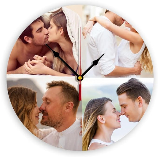 Generic Custom Wall Clock Personalized Clocks with Photo Text Logo Customized Round Clock for Birthday Wedding Present Family Friends Gifts, 10inch-25cm