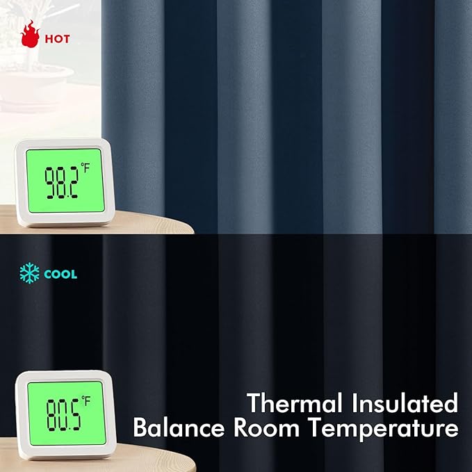 MIULEE Stone Blue Blackout Curtains for Bedroom Living Room 90 Inches Long 2 Panels, Thermal Insulated Room Darkening Drapes Solid Grommet Top Noise Reducing Light Blue Window Treatments 40x90 Inch