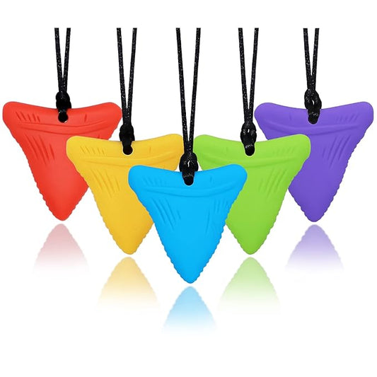 Chew Necklace for Kids Adults, Silicone Chew Toys for Kids Boys Girls with Anxiety Autism ADHD SPD Needs, Autism Sensory Necklaces for Chewing - 5 Pack