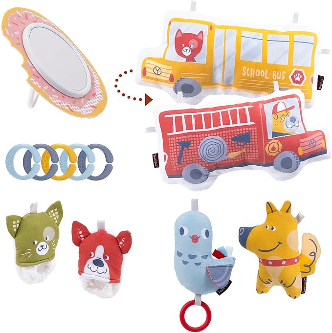 Yookidoo Baby Gym Urban Lay to Sit-Up Playmat. 3-in-1 Newborns Activity Center with Tummy Time Toys, Pillow & Infant Miror. 0-12 Month