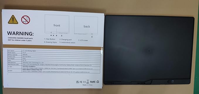 LCD Writing Tablet for Kids, Rechargeable 21 Inch Doodle Board,Easter Basket Stuffers,Preschool Learning Toys Christmas Birthday Gift 3 4 5 6 7 Year Old Girls Boys (Black)