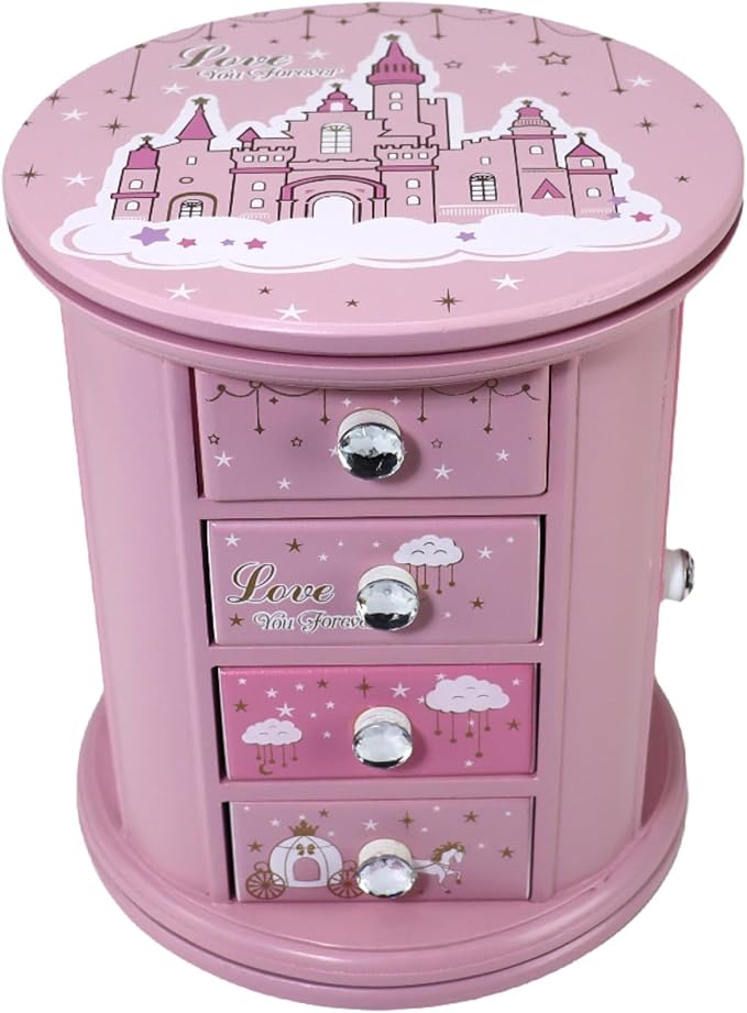 Pink Princess Castle Jewelry Box for Girls & Kids - Organizer Gift