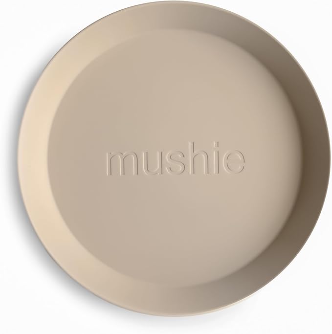 mushie Round Dinnerware Plates for Kids | Made in Denmark, Set of 2 (Vanilla)