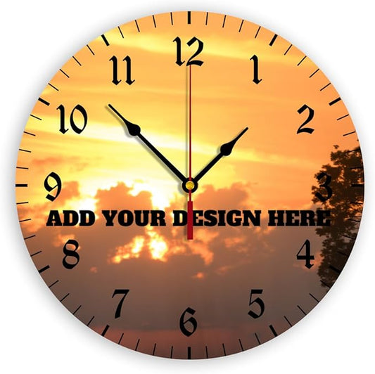 Generic Custom Wall Clock Personalized Clocks with Photo Text Logo Silent Non Ticking Round Decoration for Kitchen Creative, 10inch-25cm