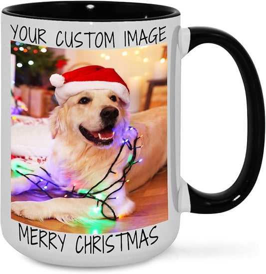 Ship Next Day Custom Mug Design Your Own Photo Text Personalized Picture Gifts for Women Men Customized Gifts Idea Personalized Coffee Mugs 15oz Black Handle