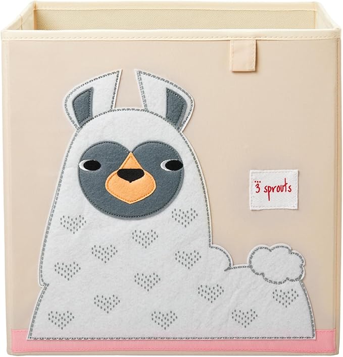 3 Sprouts Toy Storage Organizer: Toy Box Cube Organizer for Playroom, Nursery - Foldable Storage Bin - Llama