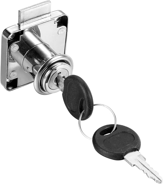 4 Pack Cabinet Drawer Locks with Keys, Keyed Alike Furniture Locker Lock, 3/4" 20mm Cylinder Cam Drawer Locks Chrome-Finish Zinc Alloy, Security cam Drawer Lock for Wardrobe Dresser Mailbox