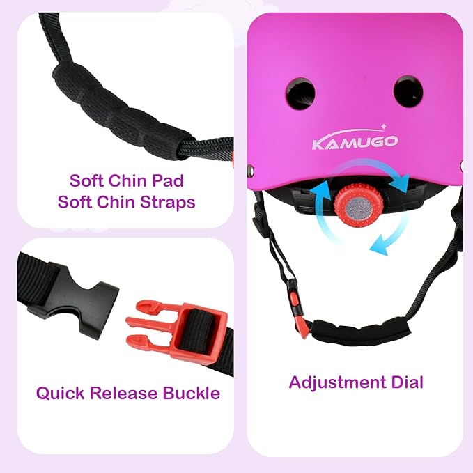 KAMUGO Kids Bike Helmet, Toddler Helmet for Ages 2-8 Boys Girls with Sports Protective Gear Set Knee Elbow Wrist Pads for Skateboard Cycling Scooter Rollerblading