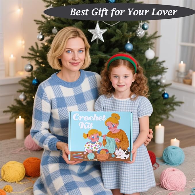 Yarniss Beginners Crochet Kits Adults,Starter Crochet Kit with 1132 Yards Crochet Yarn&21 Size Knitting Hooks,Learn to Crochet Set with Case