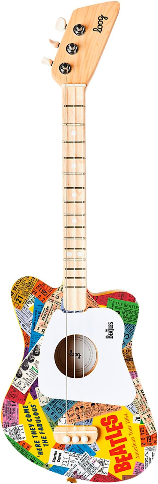 Beatles + Loog Mini Acoustic Guitar for Kids Toddler Children Ages 3+ (American Tour)