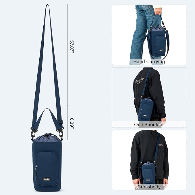 Insulated Water Bottle Carrier Bag with Strap Phone Pocket for 25/32/40/64 oz Tumbler Cup, Water Bottle Holder